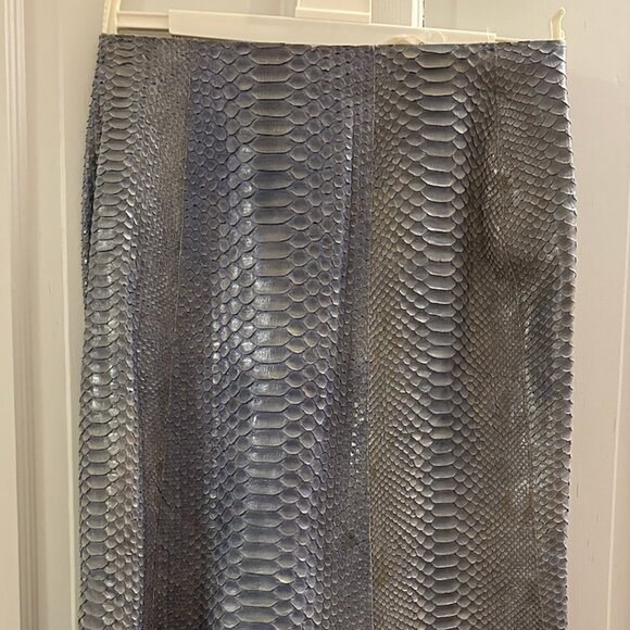 1990S CALVIN KLEIN Light Blue Snake Skin Hand Dyed Pencil Skirt - Picture 1 of 6